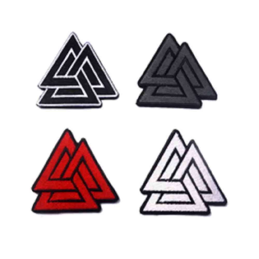 Image 100pcs lot Valknut Symbol Viking Norse Rune Tactical Badge Morale Patches 3D Embroidery Military Army Badges Hook   Loop