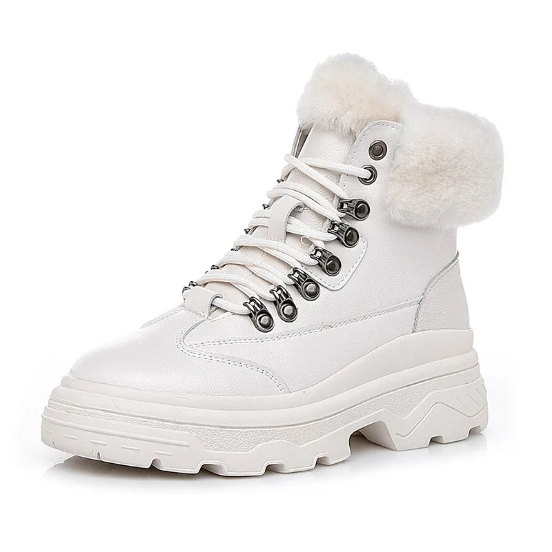Women Winter Boots Warm 2018 Fashion Leather Martin Boots Short Plush Cross-tied Casual Flat Boots White Snow Boots Waterproof
Women Winter Boots Warm 2018 Fashion Leather Martin Boots Short Plush Cross-tied Casual Flat Boots White Snow Boots Waterproof