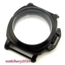 Caso endurecido 44mm PVD preto de aço inoxidável de Alta qualidade em forma de Vidro 6497 6498 Molnija movimento Do Vento Mão Mecânica Assistir caso(China)