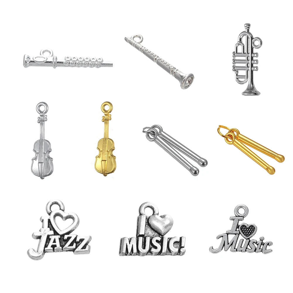 LIKGREAT Musical Instrument Charms for Jewelry Making I Love Music Letter Pendant Clarinet Flute Violin Drum Stick Trumpet DIY
LIKGREAT Musical Instrument Charms for Jewelry Making I Love Music Letter Pendant Clarinet Flute Violin Drum Stick Trumpet DIY
