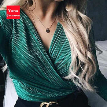 Sexy Long Sleeve Cross V Neck Bodysuits for Women Jumpsuits Elegant Casual Green Textured Shirts Button Tops Women Rompers 
Sexy Long Sleeve Cross V Neck Bodysuits for Women Jumpsuits Elegant Casual Green Textured Shirts Button Tops Women Rompers