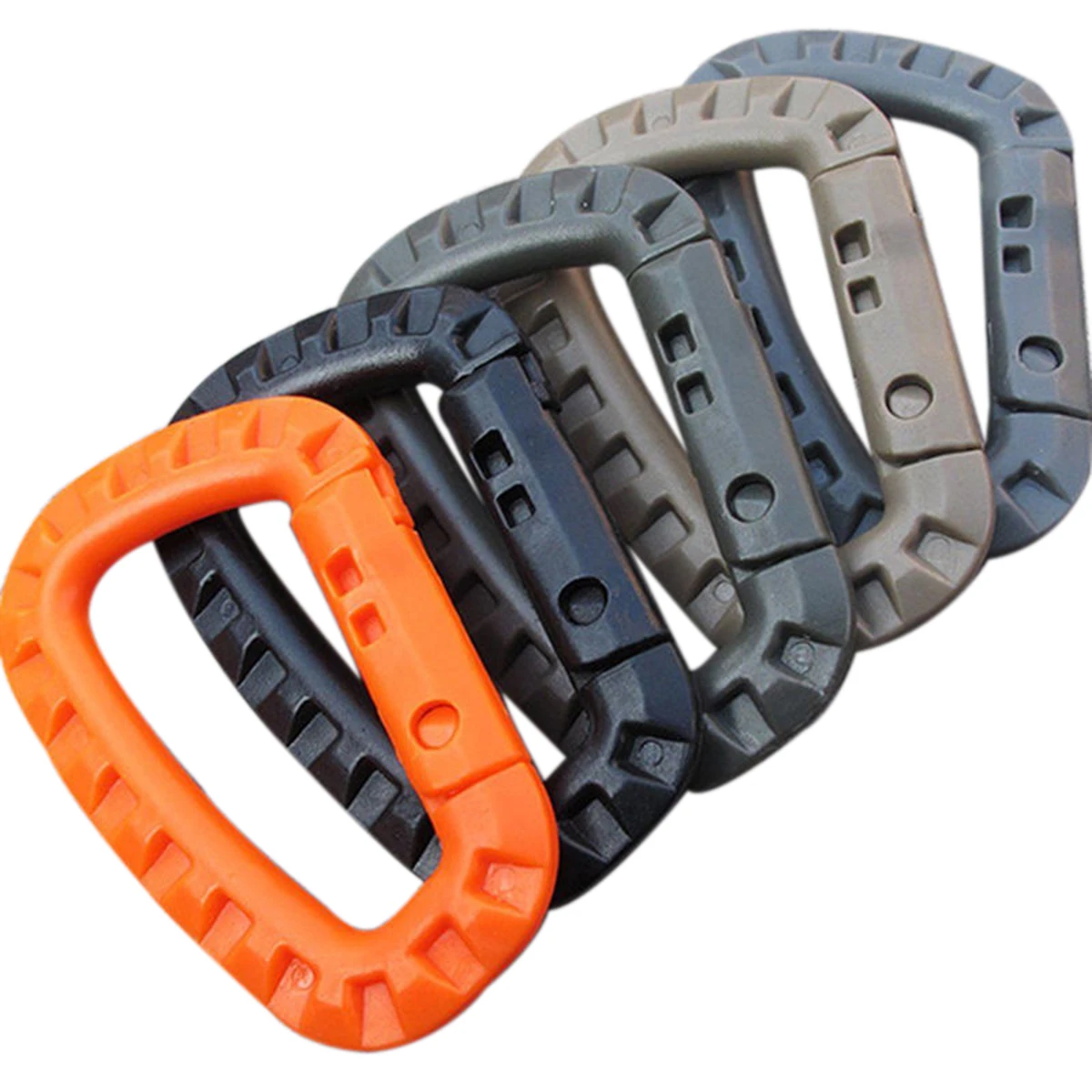 New 5 Pcs/ Lot Outdoor Camping Hiking Plastic D-Ring Carabiner Key Chain Clip Hook Buckle Travel Kits Random Color