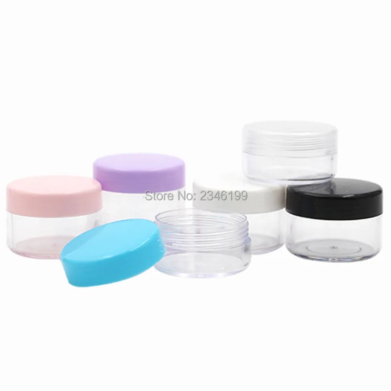 Plastic Cream Jar 10g Empty Transparent Cream Jar 15g Blue Pink Black Cover Cream Packaging 20g Plastic Cosmetic Container