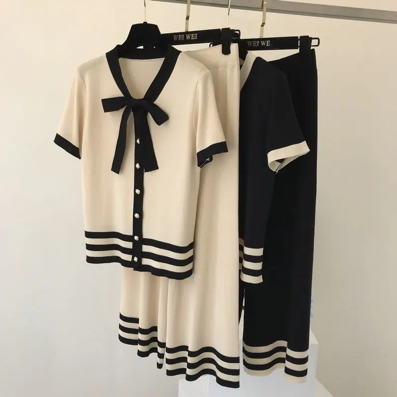 Amolapha Women Bowknot Single Breasted Knitted Short Sleeve Sweater Tops+Wide Leg Pants 2 Pieces Sets Suit
Amolapha Women Bowknot Single Breasted Knitted Short Sleeve Sweater Tops+Wide Leg Pants 2 Pieces Sets Suit