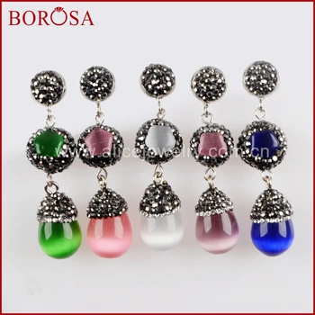 BOROSA 5Pairs Man-made Cat's Eye Stone Charms Drop Earrings Jewelry Paved Black Zircons Gems Dangle Earrings for Women JAB880
BOROSA 5Pairs Man-made Cat's Eye Stone Charms Drop Earrings Jewelry Paved Black Zircons Gems Dangle Earrings for Women JAB880