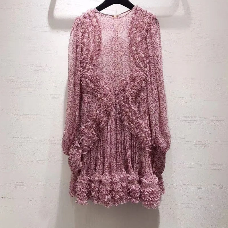 2019 Summer Dress Silk Floral Print Sexy Elegant Dress Round Neck Long Sleeve Holiday Cascading bobo Women's Mini dress 
2019 Summer Dress Silk Floral Print Sexy Elegant Dress Round Neck Long Sleeve Holiday Cascading bobo Women's Mini dress