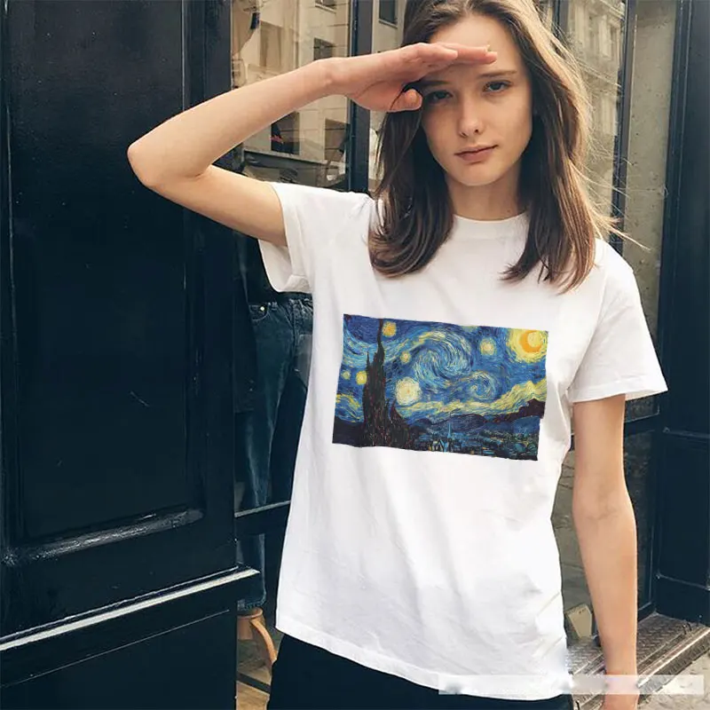The Starry Night Print Harajuku Women Tshirt Summer Vogue White O-Neck Short Sleeve T shirt Women Tumblr vintage Tops Tee Shirt
The Starry Night Print Harajuku Women Tshirt Summer Vogue White O-Neck Short Sleeve T shirt Women Tumblr vintage Tops Tee Shirt