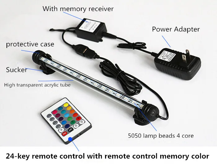 RGB led Fish tank box flashlight Water grass lamp land diving remote control With memory color Discoloration Aquarium lights RGB
RGB led Fish tank box flashlight Water grass lamp land diving remote control With memory color Discoloration Aquarium lights RGB