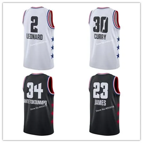 

#23 LeBron James #35 Kevin Durant #34 Giannis Antetokounmpo #3 Dwyane Wade #30 Stephen Curry 2019 All Star Basketball Jersey