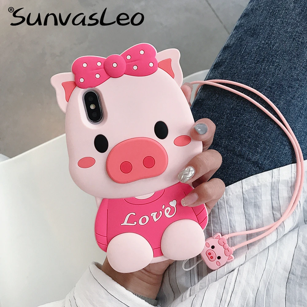 For iPhone 6 7 8 8Plus X XS XR XS Max 3D Cute Pig Cartoon Soft Silicone Case Phone Back Cover Shell Skin with Strap Anti-knock
For iPhone 6 7 8 8Plus X XS XR XS Max 3D Cute Pig Cartoon Soft Silicone Case Phone Back Cover Shell Skin with Strap Anti-knock