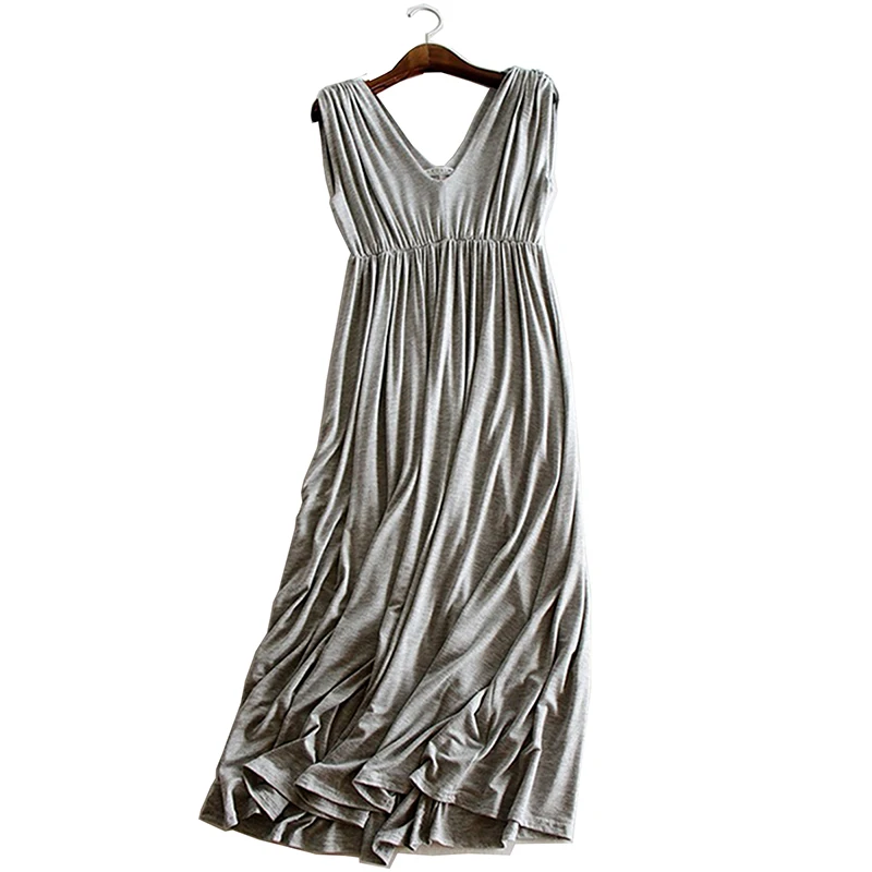 2019 Summer V-neck Modal Dresses Fashion Pleated Loose Sleeveless Vest Dresses Women Long Party elasticity Dresses
2019 Summer V-neck Modal Dresses Fashion Pleated Loose Sleeveless Vest Dresses Women Long Party elasticity Dresses