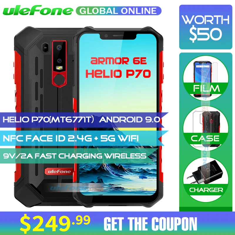 Ulefone Armor 6E IP68 Waterproof Mobile Phone Helio P70 4GB+64GB 6.2" wireless charger 5000mAh Android 9.0 Smartphone NFC
Ulefone Armor 6E IP68 Waterproof Mobile Phone Helio P70 4GB+64GB 6.2" wireless charger 5000mAh Android 9.0 Smartphone NFC