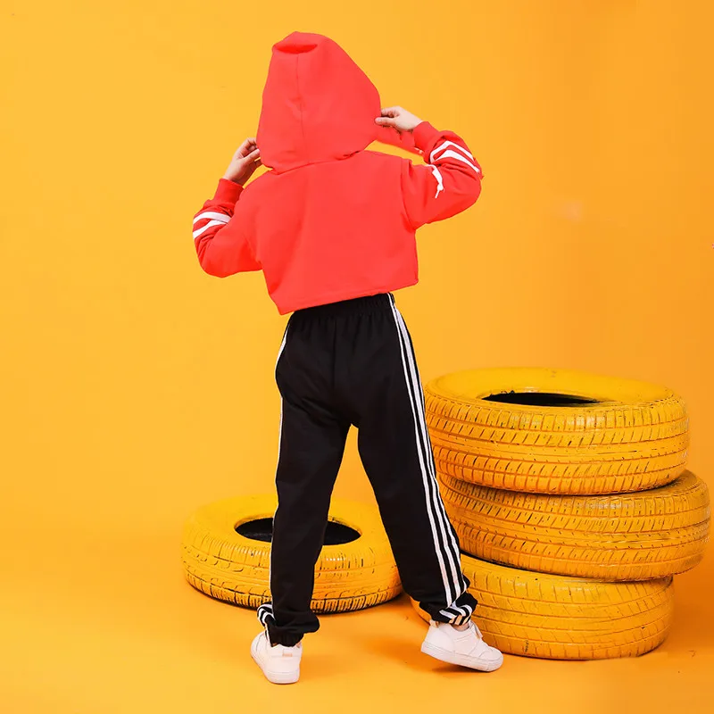 Children hip hop Crop top jogger pants Street jazz dance performance costume modern dance performance Suit Girls hip hop dance (16)