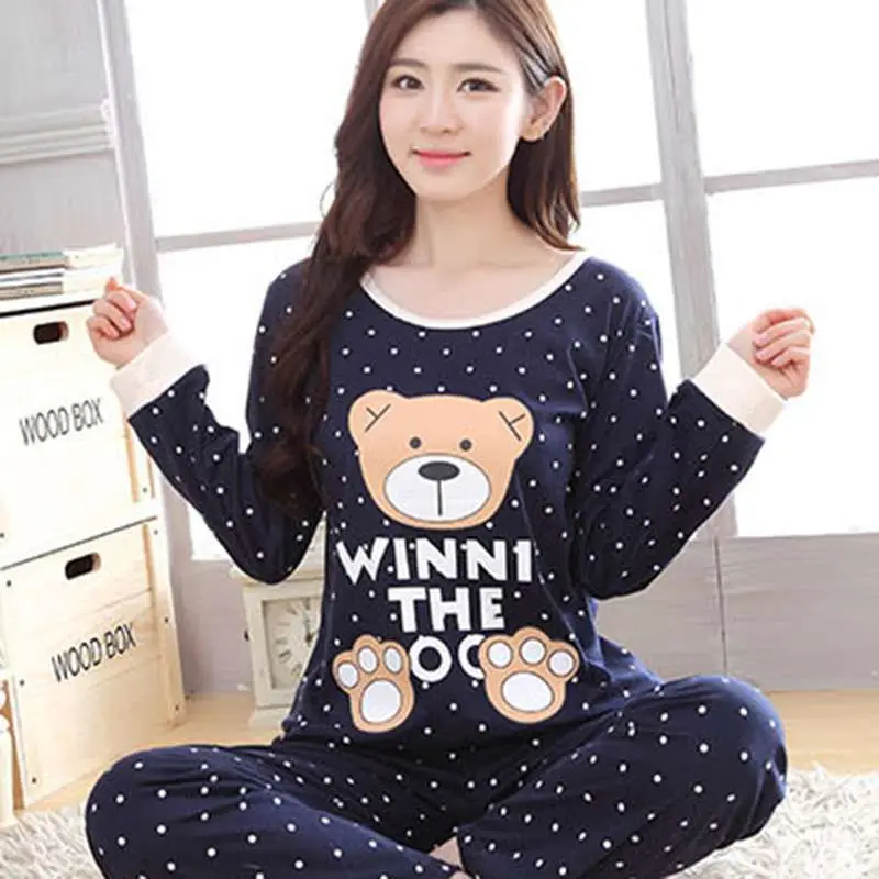 2018 Women's Cartoon Print Long Sleeves O Neck Autumn Winter Pajama Sets Cartoon Sweet Loose Round Neck Sleepwear Full Length
2018 Women's Cartoon Print Long Sleeves O Neck Autumn Winter Pajama Sets Cartoon Sweet Loose Round Neck Sleepwear Full Length