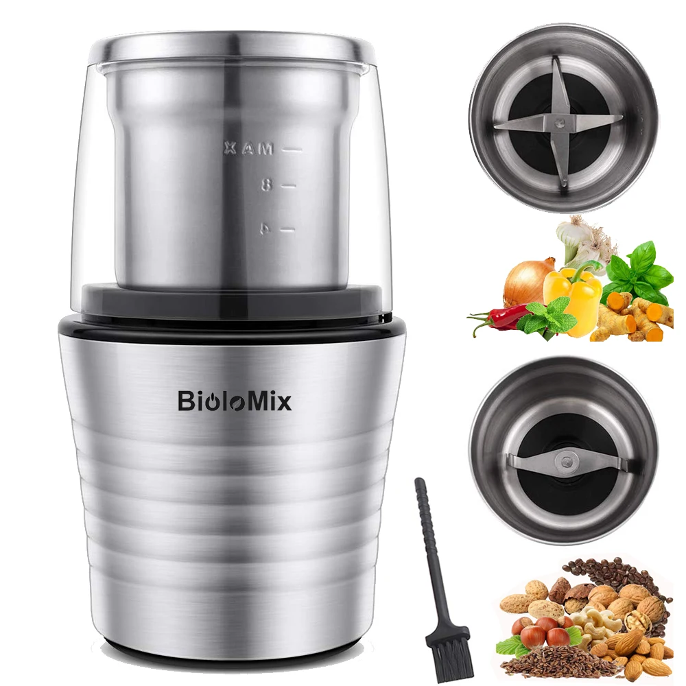 Multipurpose Electric Coffee Bean Grinder with 2 Removable Dry and Wet Cups Stainless Steel Miller for Seeds Spices Herbs Nuts
Multipurpose Electric Coffee Bean Grinder with 2 Removable Dry and Wet Cups Stainless Steel Miller for Seeds Spices Herbs Nuts