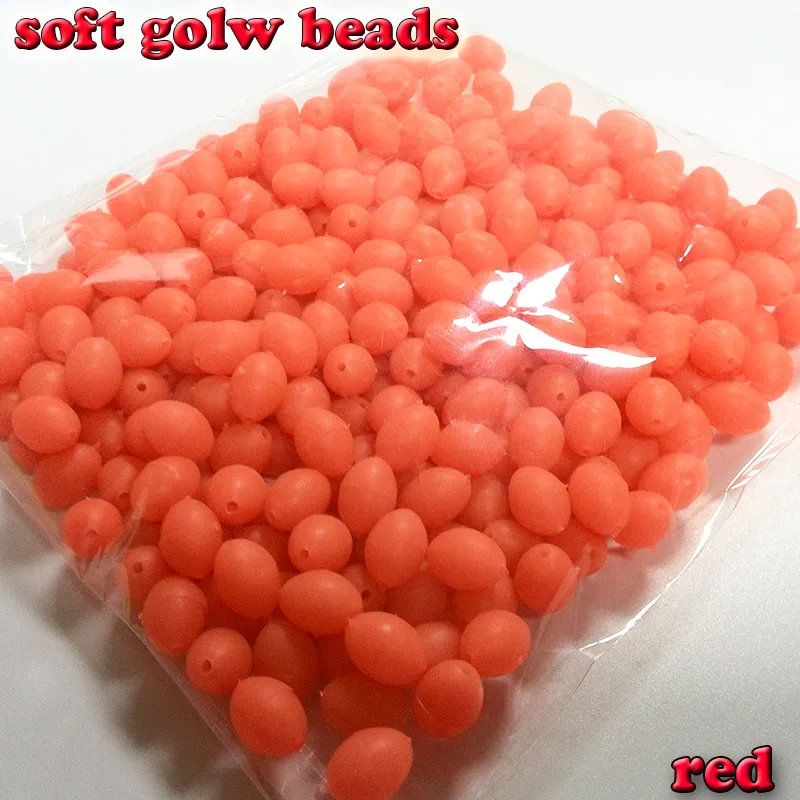 

2023 fishing soft glow oval beads size 3*4 4*6 5*8 6*8 6*10 7*10 8*12mm color: RED 600pcs/lot