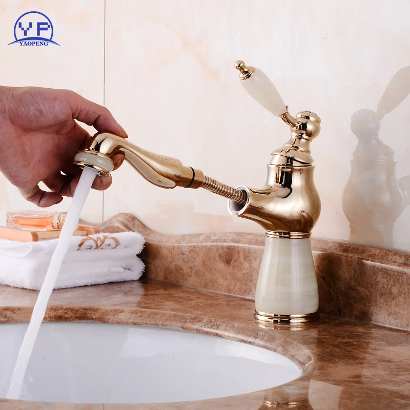 YAOPENG basin faucet bathroom copper Pull Out Faucets Design for Washing Hair hot and cold water mixer taps gold color 
YAOPENG basin faucet bathroom copper Pull Out Faucets Design for Washing Hair hot and cold water mixer taps gold color