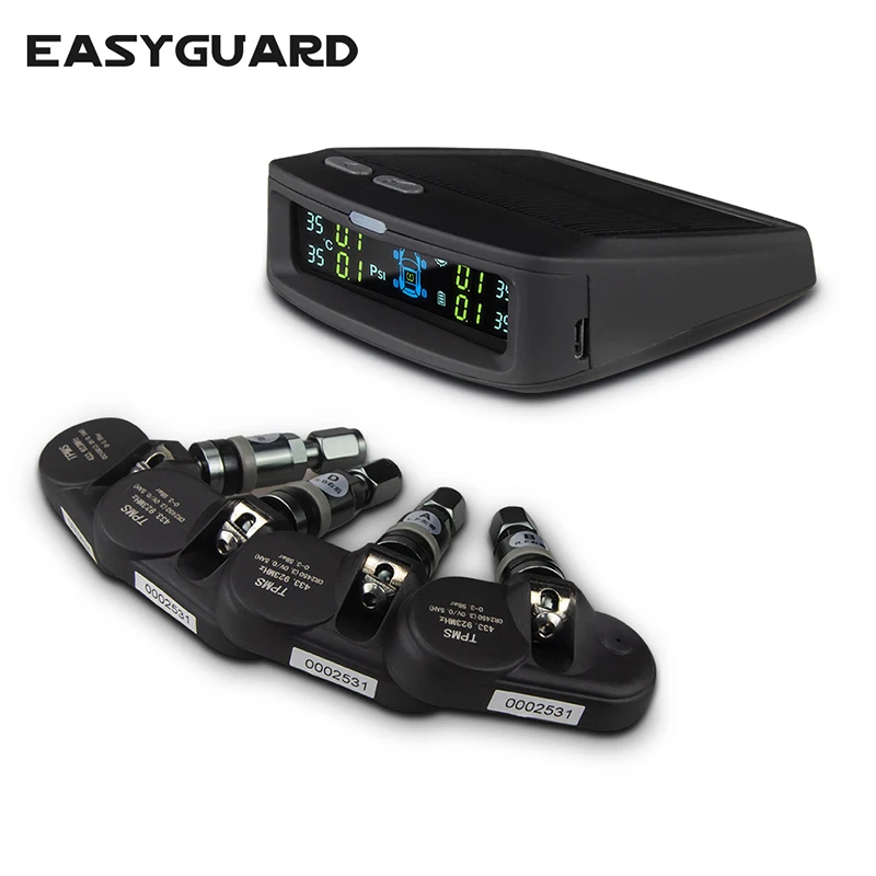 EASYGUARD car TPMS with Solar Panel Display 4 TPMS Sensor PSI or BAR 0-3.5Bar/PSI DC12V (Internal Sensor T187N)
EASYGUARD car TPMS with Solar Panel Display 4 TPMS Sensor PSI or BAR 0-3.5Bar/PSI DC12V (Internal Sensor T187N)