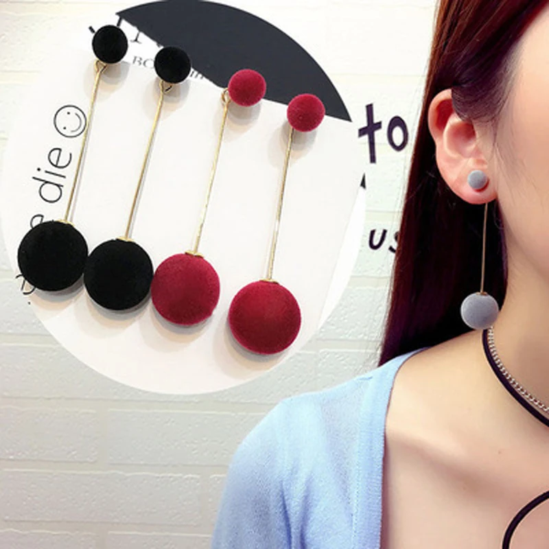 Fashion Plush Ball Drop Earrings for Women Korea Personality Round Long Tassel Dangle Earrings Wedding Jewelry Brincos for Girls
Fashion Plush Ball Drop Earrings for Women Korea Personality Round Long Tassel Dangle Earrings Wedding Jewelry Brincos for Girls