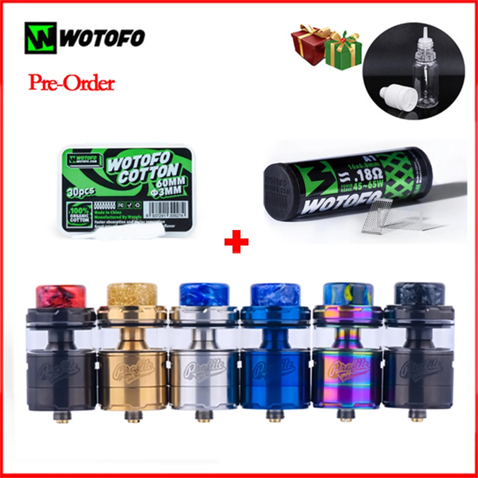 Original Wotofo Profile Unity RTA Atomizer Vape Tank 25mm 3.5ml/5ml Capacity Top filling Airflow RTA Atomizer Cotton + Mesh Coil
Original Wotofo Profile Unity RTA Atomizer Vape Tank 25mm 3.5ml/5ml Capacity Top filling Airflow RTA Atomizer Cotton + Mesh Coil