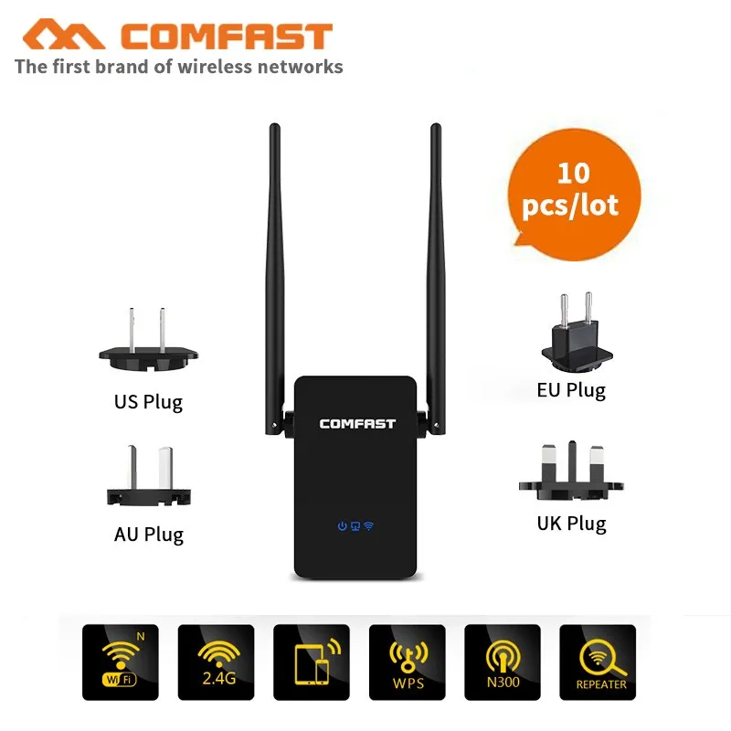 10pcs comfast Wireless Wifi Repeater 2.4Ghz wifi router 10dbi wifi antenna AP 802.11N/B/G 300Mbps Wi-fi Signal Booster Repetidor
10pcs comfast Wireless Wifi Repeater 2.4Ghz wifi router 10dbi wifi antenna AP 802.11N/B/G 300Mbps Wi-fi Signal Booster Repetidor
