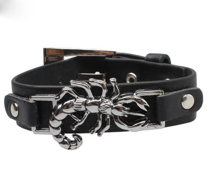 Punk Rock Mens Black PU Leather Bracelets oth Scorpion Cuff Bangle Alloy Animal Insects Skeleton Men Bracelet 
Punk Rock Mens Black PU Leather Bracelets oth Scorpion Cuff Bangle Alloy Animal Insects Skeleton Men Bracelet
