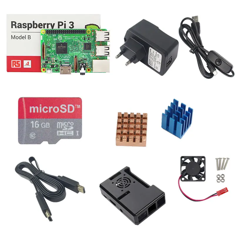 Original Raspberry Pi 3 B or Raspberry Pi 3B Plus Board with Built-in WiFi&Bluetooth + ABS Case + Power Supply + Heat Sink
Original Raspberry Pi 3 B or Raspberry Pi 3B Plus Board with Built-in WiFi&Bluetooth + ABS Case + Power Supply + Heat Sink