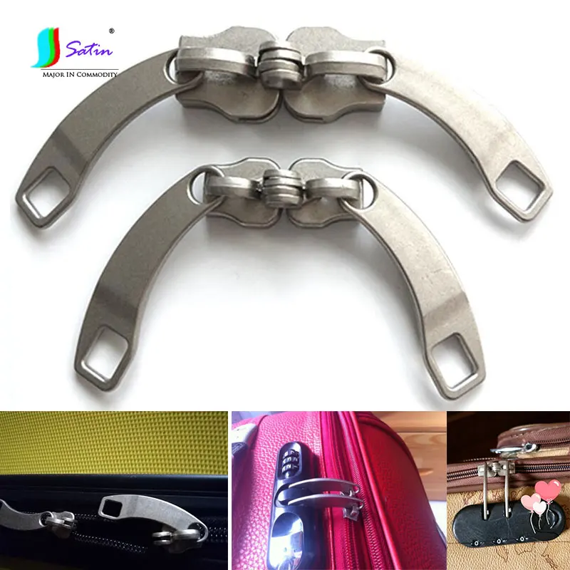 

Boot/luggage/Trolley case/password Box Repair Accessory Sand Silvery Curved Puller Keyhole Zipper Slider 2 Pairs S0655L