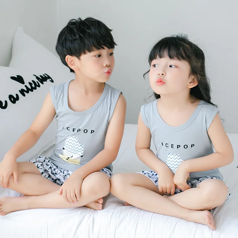 2019 Spring and Summer New Children's Pure Cotton Vest Set Home Wear Sleeveless Vest Children's Wear
2019 Spring and Summer New Children's Pure Cotton Vest Set Home Wear Sleeveless Vest Children's Wear
