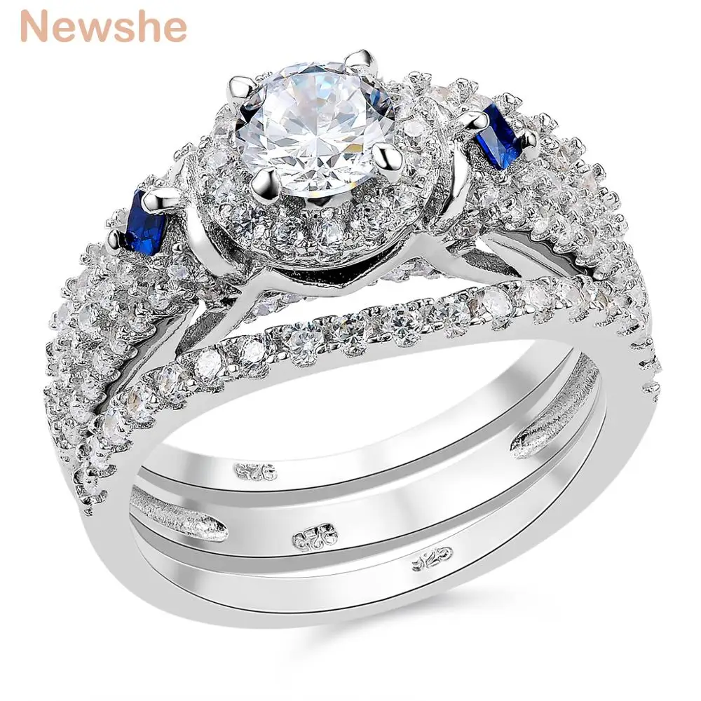 Newshe 3 Pcs Halo Wedding Ring Set Classic Jewelry 1.4 Ct Round Cut CZ 925 Sterling Silver Engagement Rings For Women JR5242
Newshe 3 Pcs Halo Wedding Ring Set Classic Jewelry 1.4 Ct Round Cut CZ 925 Sterling Silver Engagement Rings For Women JR5242
