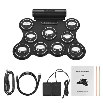 Stereo Digital Electronic Roll Up Drum Kit 9 Silicon Drum Pads Support MIDI Function Built-in Speakers USB Powered for Beginners
Stereo Digital Electronic Roll Up Drum Kit 9 Silicon Drum Pads Support MIDI Function Built-in Speakers USB Powered for Beginners