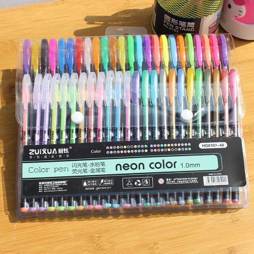48pcs Gel Pens Gel Refills Rollerball Pastel Neon Glitter Pen Drawing Colors Office & School Pen Stationery Set A30
48pcs Gel Pens Gel Refills Rollerball Pastel Neon Glitter Pen Drawing Colors Office & School Pen Stationery Set A30