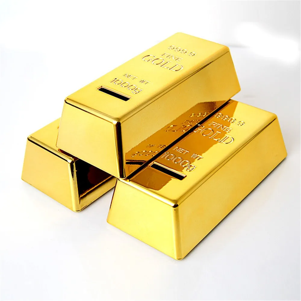 Excellent Luxury Vogue Unique Gold Bar Shape Piggy Bank Coin Penny Cent Money Cash Saving Safe Box Storage Tank for Kid Toy Gift
Excellent Luxury Vogue Unique Gold Bar Shape Piggy Bank Coin Penny Cent Money Cash Saving Safe Box Storage Tank for Kid Toy Gift