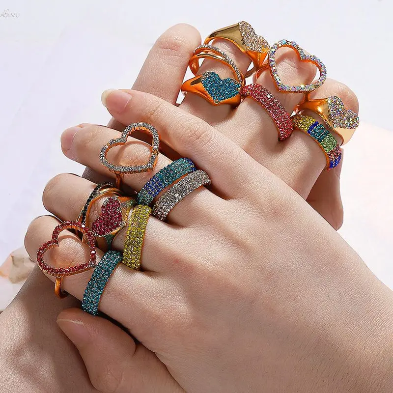 AOMU 2019 New Fashion Multicolor Zirconia Geometric Round Heart Ring Shiny Crystal Rhinestones Rings For Women Party Jewelry Gif
AOMU 2019 New Fashion Multicolor Zirconia Geometric Round Heart Ring Shiny Crystal Rhinestones Rings For Women Party Jewelry Gif