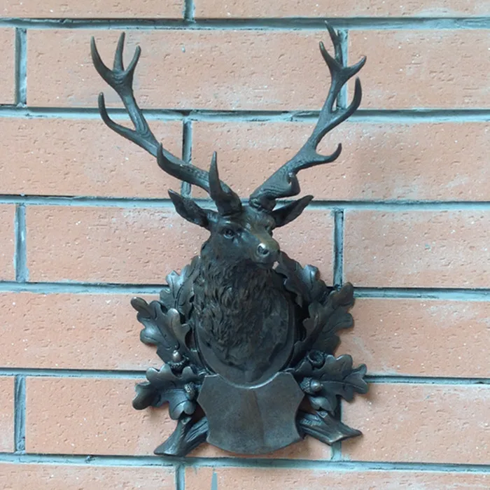 

bronze statue of deer copper Anima hanging jewelry crafts Wall Decor Gift Club Hotel tools lighter wedding Decoration Brass