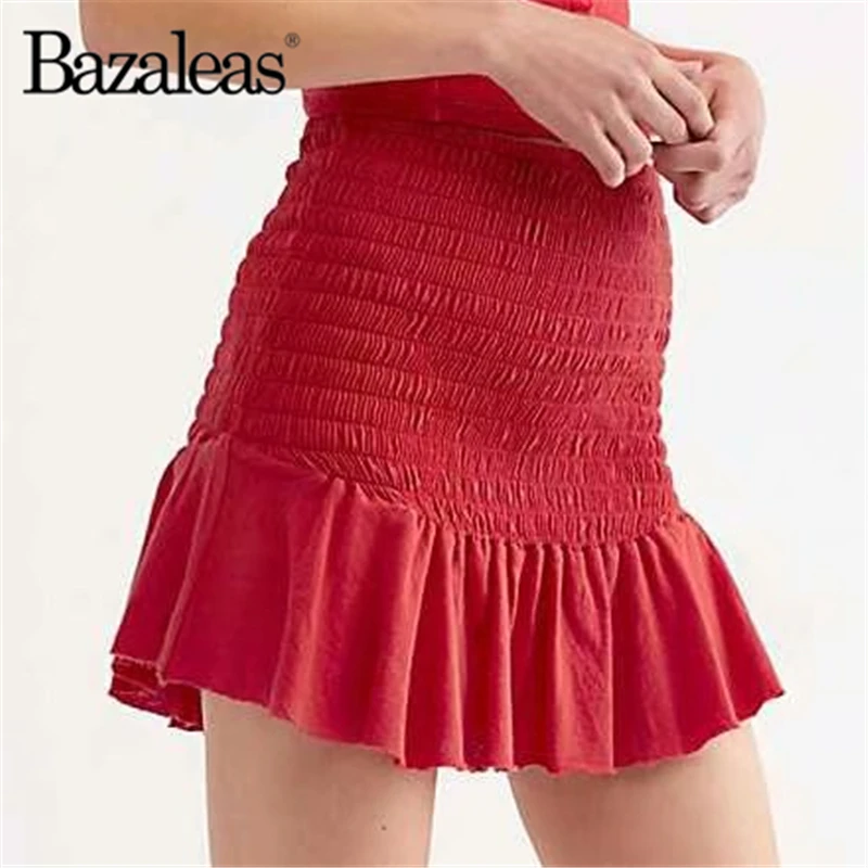 Bazaleas Slim Red Elastic Ruffles Women Skirt Fashion women mini Skirt Casual Cotton Short Skirt Drop shipping
Bazaleas Slim Red Elastic Ruffles Women Skirt Fashion women mini Skirt Casual Cotton Short Skirt Drop shipping