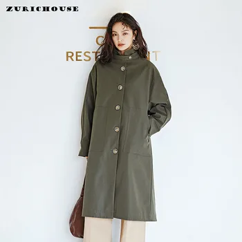 ZURICHOUSE 2020 Armygreen Coat Female Spring Overcoat Fashion Big Hem Design Single-breasted Temperament Long Trench Women
ZURICHOUSE 2020 Armygreen Coat Female Spring Overcoat Fashion Big Hem Design Single-breasted Temperament Long Trench Women