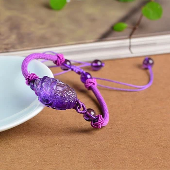 Wholesale Hand Woven Purple Natural Crystal Bracelets Caved Three legs gold toad Bracelet for Women Safe Amulet Crystal Jewelry
Wholesale Hand Woven Purple Natural Crystal Bracelets Caved Three legs gold toad Bracelet for Women Safe Amulet Crystal Jewelry
