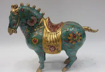 Chinese Bronze Copper Cloisonne Lucky Flower Tang Horse steed Fine Horses Statue
Chinese Bronze Copper Cloisonne Lucky Flower Tang Horse steed Fine Horses Statue