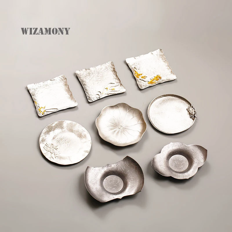 WIZAMONY 1pcs Purely Handmade Chinese Deck Tin Tea Saucers Tea Tray Heat-Insulating Tea Set Small Plate High Quality
WIZAMONY 1pcs Purely Handmade Chinese Deck Tin Tea Saucers Tea Tray Heat-Insulating Tea Set Small Plate High Quality