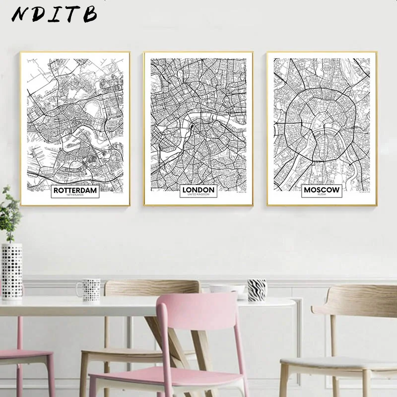 Black White Rotterdam London New York Capital City Map Canvas Poster Wall Art Print Painting Nordic Decorative Picture Decor
Black White Rotterdam London New York Capital City Map Canvas Poster Wall Art Print Painting Nordic Decorative Picture Decor