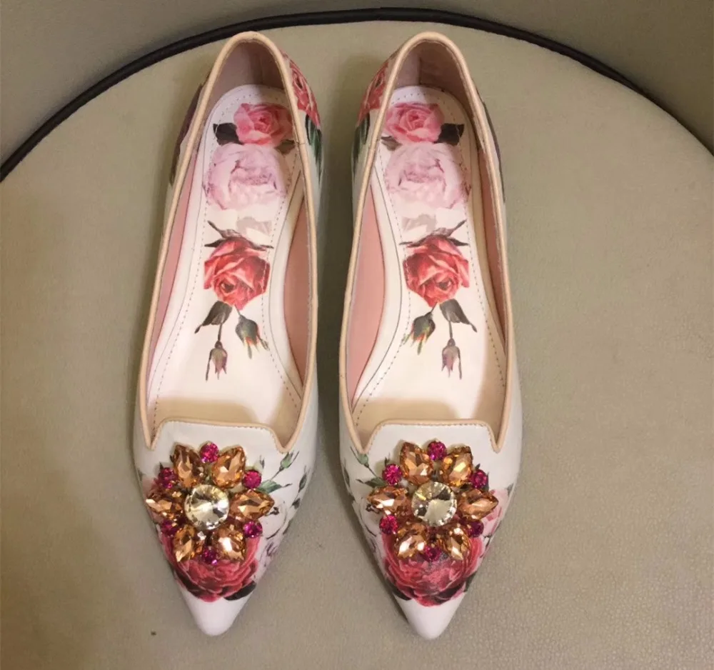 Spring autumn Women's rhinestone pointed toe flat shoes fashion floral print Flats real leather ballets flats BY613
Spring autumn Women's rhinestone pointed toe flat shoes fashion floral print Flats real leather ballets flats BY613