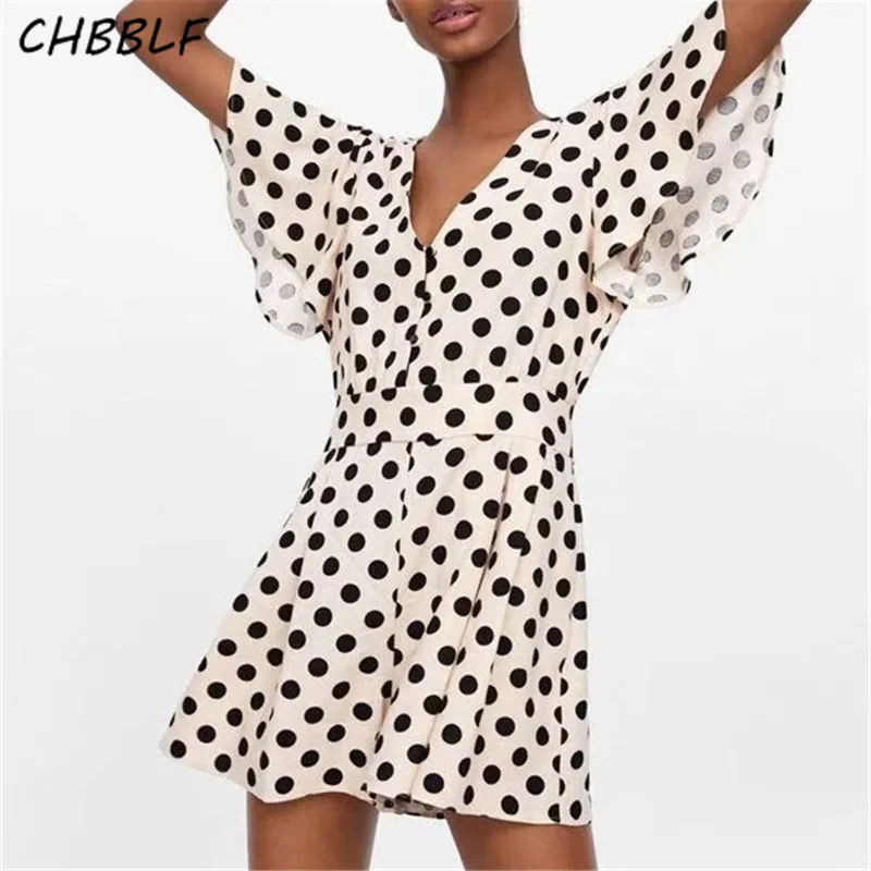 CHBBLF women sexy V neck dot print playsuits short flare sleeve rompers female sweet casual jumpsuits QDJ8082
CHBBLF women sexy V neck dot print playsuits short flare sleeve rompers female sweet casual jumpsuits QDJ8082