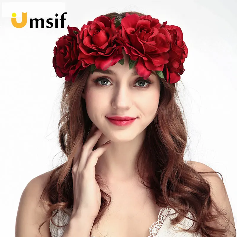2019 New Wedding Floral Head Wreath Bridesmaid Bridal Headpiece Women Rose Crown Head Band Female Beach Holiday Flower Headband
2019 New Wedding Floral Head Wreath Bridesmaid Bridal Headpiece Women Rose Crown Head Band Female Beach Holiday Flower Headband
