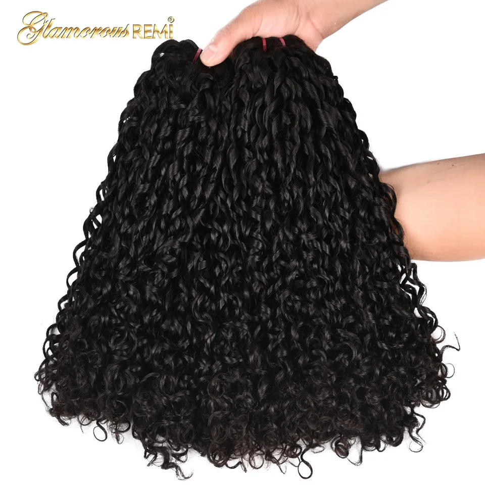 

Indian Human Remy Hair Double Drawn Flexi Curls Funmi Hair Bundles Kinky Curly Hair Pixie Curl 1 3 4 PCS Free Shipping 1b sale