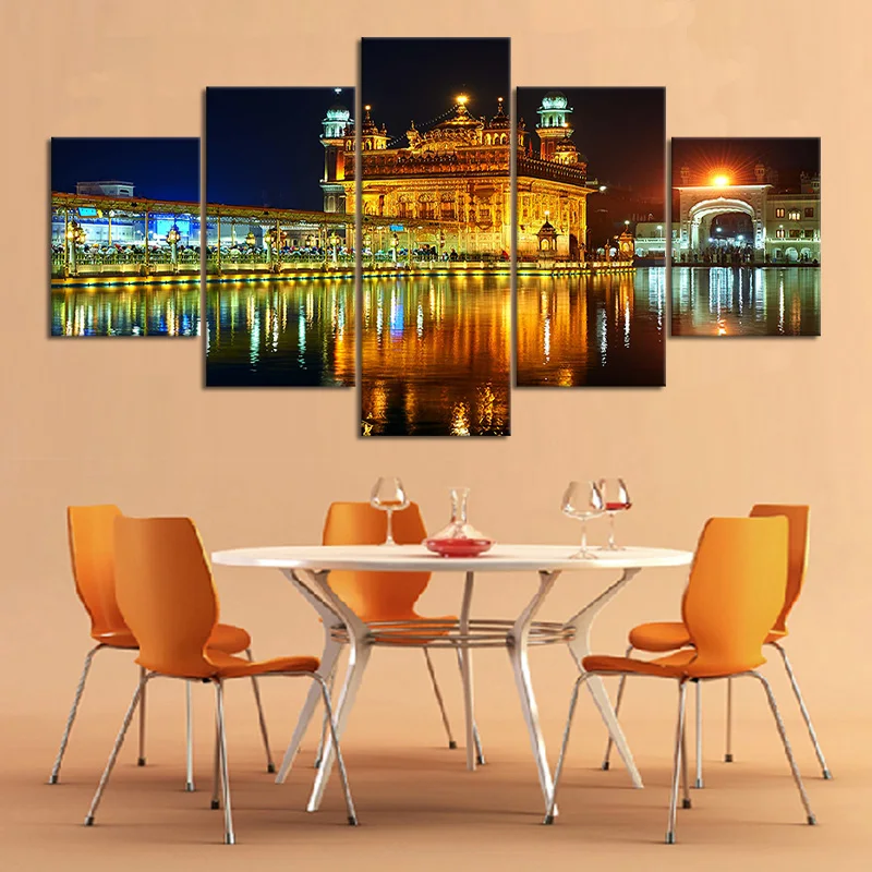 5 Piece Night Light Scenery Famous Indian Landmark Sikh Gurdwara Golden Temple Landscape Canvas Painting Room Decor Wall Sticker
5 Piece Night Light Scenery Famous Indian Landmark Sikh Gurdwara Golden Temple Landscape Canvas Painting Room Decor Wall Sticker