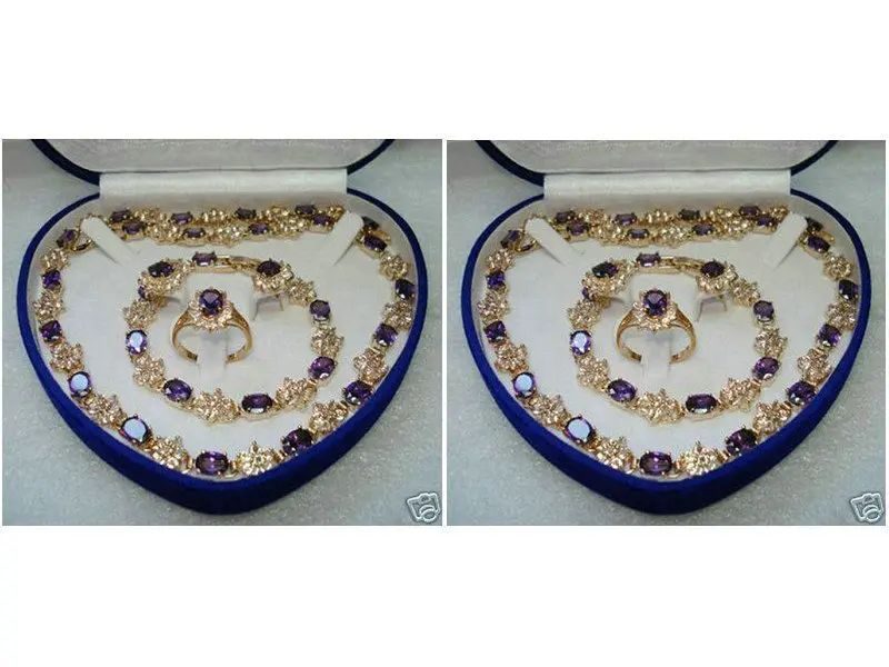 18K GP Amethyst Earring Bracelet Necklace Ring Set ^^1>18K gold plated watch Quartz stone CZ crystal
18K GP Amethyst Earring Bracelet Necklace Ring Set ^^1>18K gold plated watch Quartz stone CZ crystal