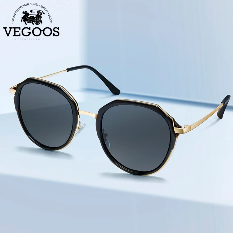 Женские солнцезащитные очки VEGOOS круглые поляризационные с защитой UV400 для пляжа
