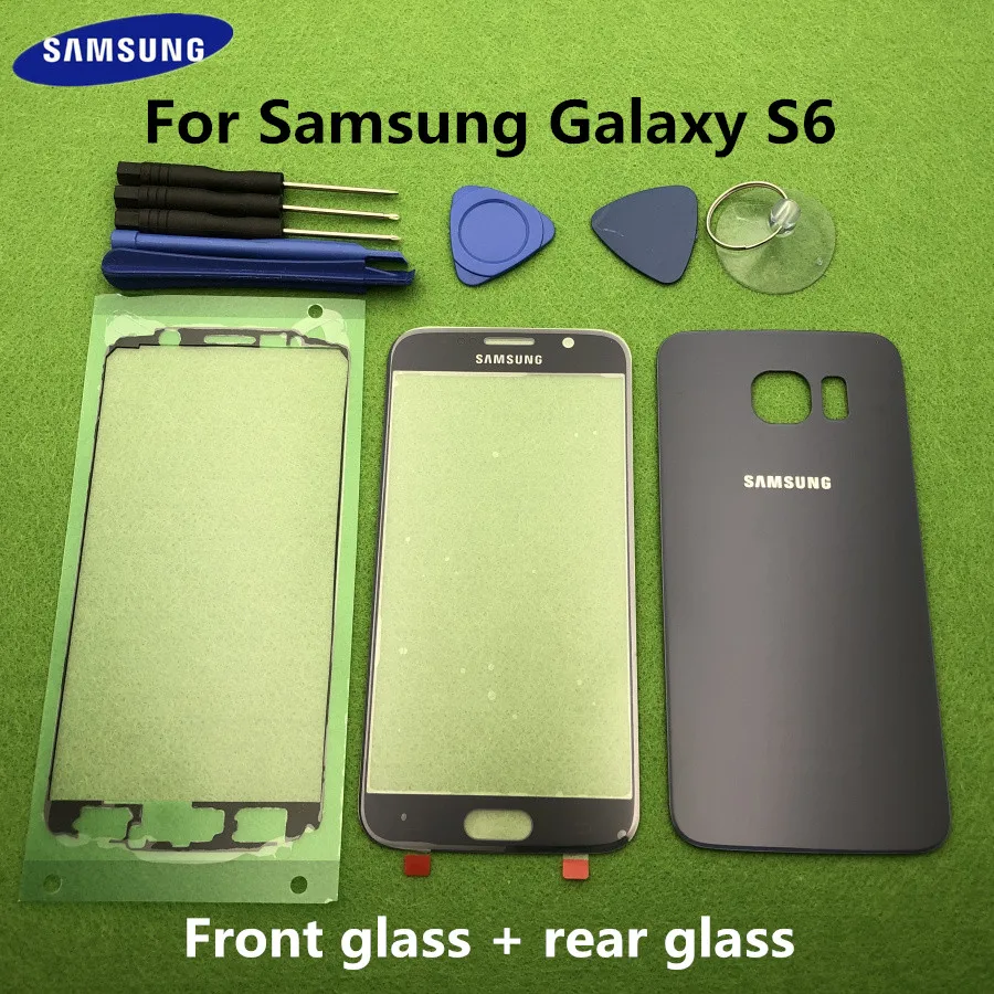 Оригинальный стеклянный объектив переднего экрана для Samsung Galaxy S6 G920 SM G920F задняя