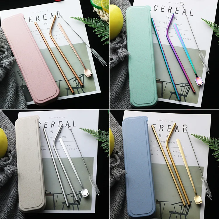 5pcs Pack Stainless Steel Metal Drinking Straw Reusable Curved Straws with Carry Box Icespoon Kit Set Cleaner Brush For Mugs
5pcs Pack Stainless Steel Metal Drinking Straw Reusable Curved Straws with Carry Box Icespoon Kit Set Cleaner Brush For Mugs